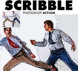 PS动作－漫画线条(新版)：Scribble Photoshop Action